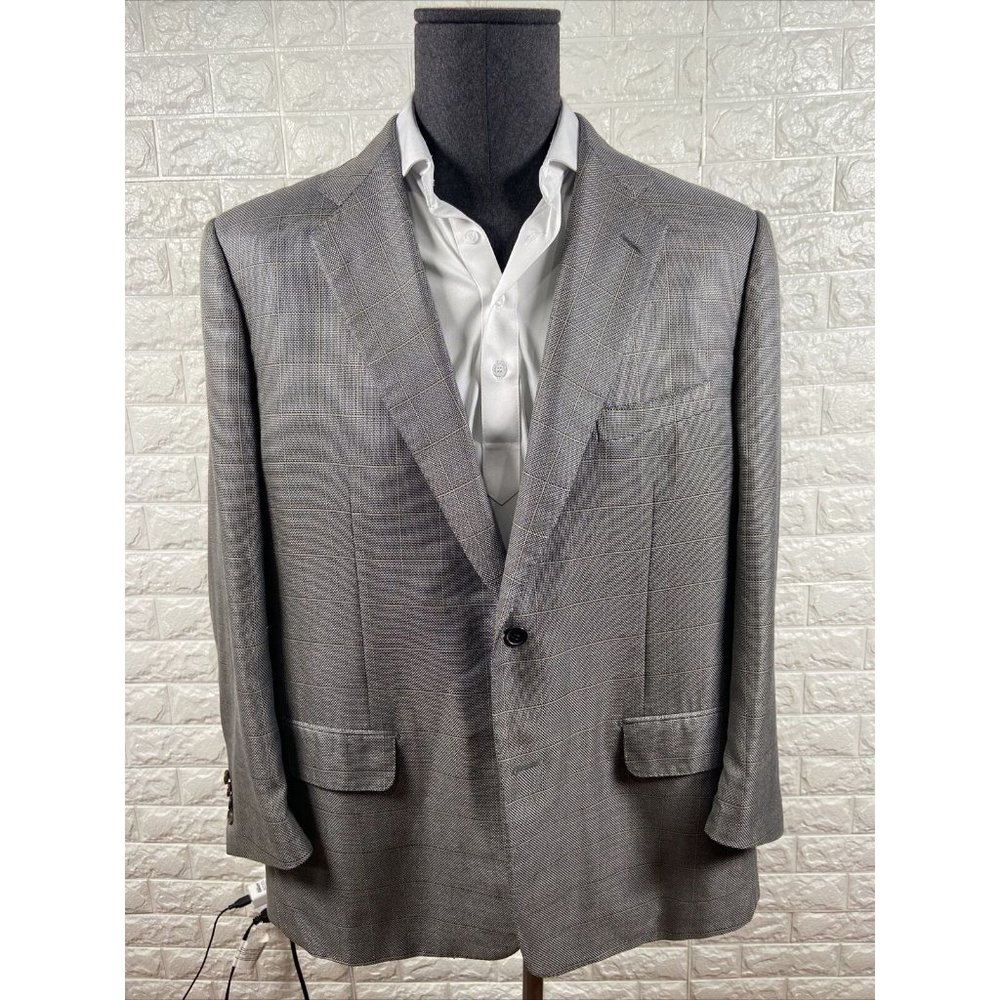 Corneliani 48R Gray Nailhead Glen Plaid Silk Blend Sport Coat